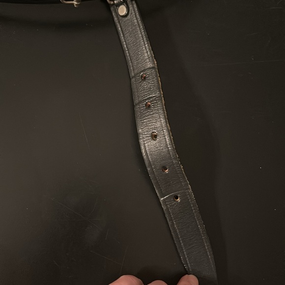 TORY Double snaffle silver horse bit, preowned black leather belt - Picture 4 of 8